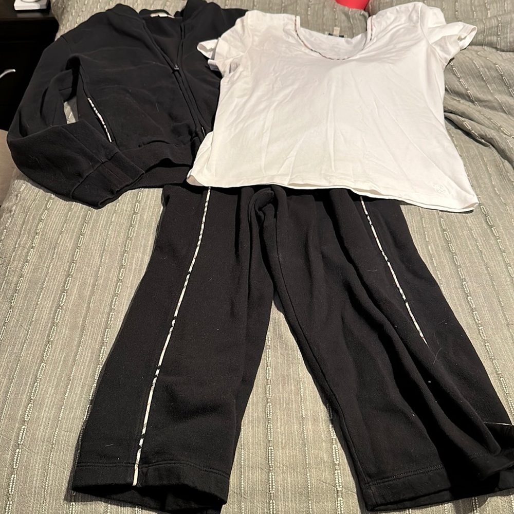 3 Piece Burberry Tracksuit - Size Medium Jacket & Pants and Size Large T-shirt